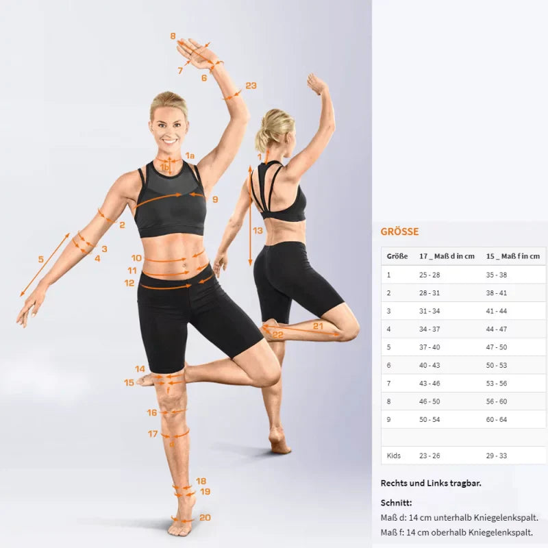 Maßblatt – Größentabelle