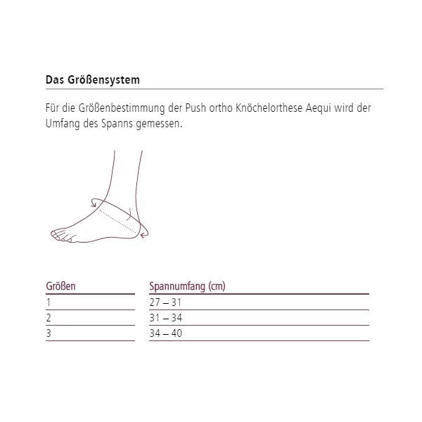Maßblatt – Größentabelle