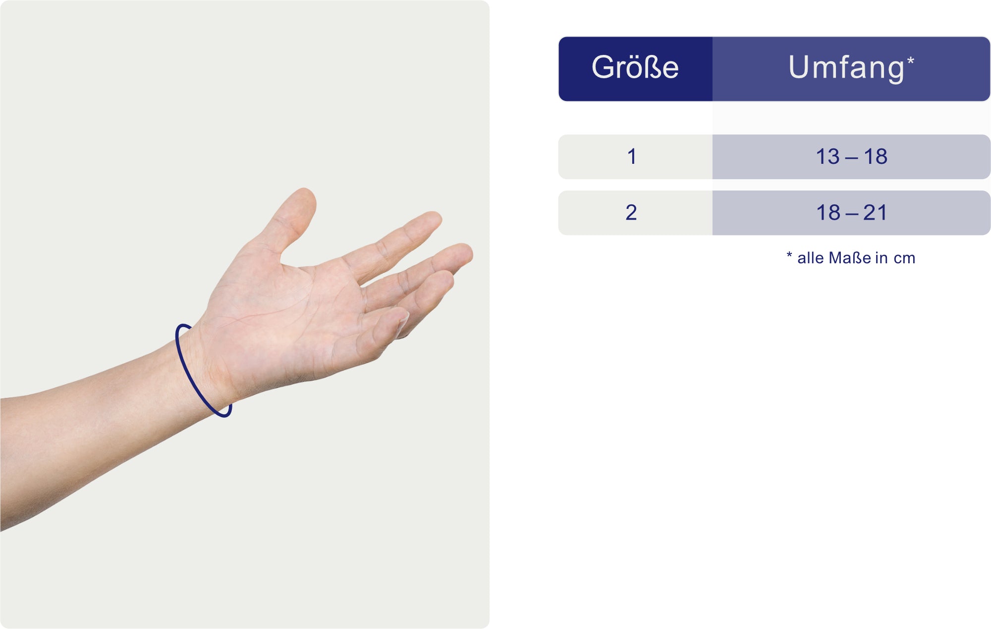 Maßblatt – Größentabelle