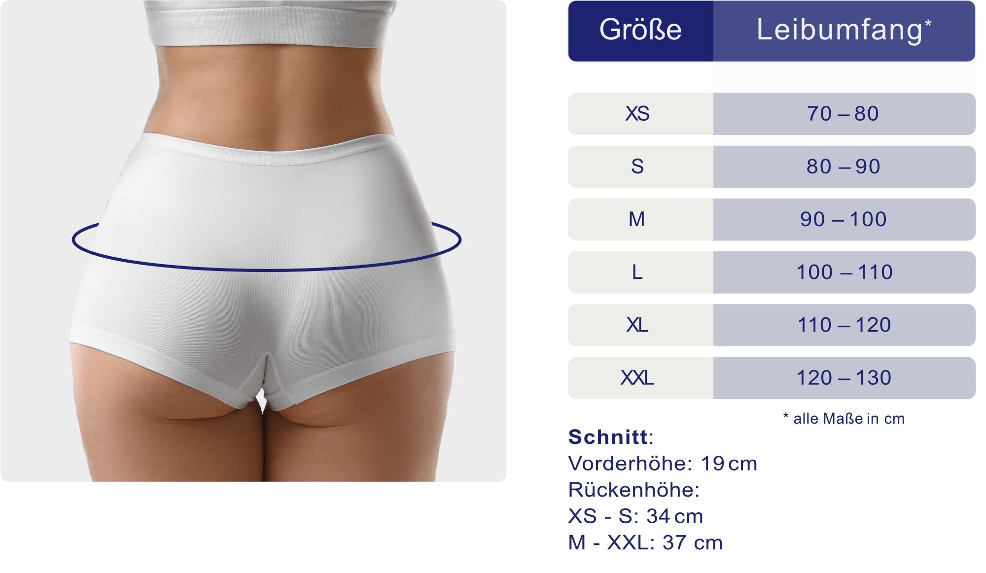 Maßblatt – Größentabelle