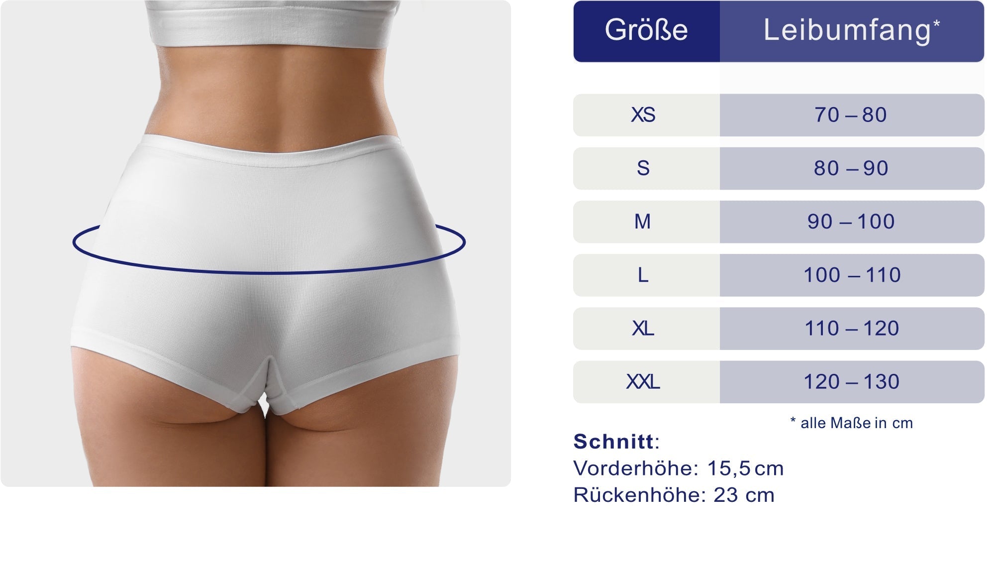 Maßblatt – Größentabelle