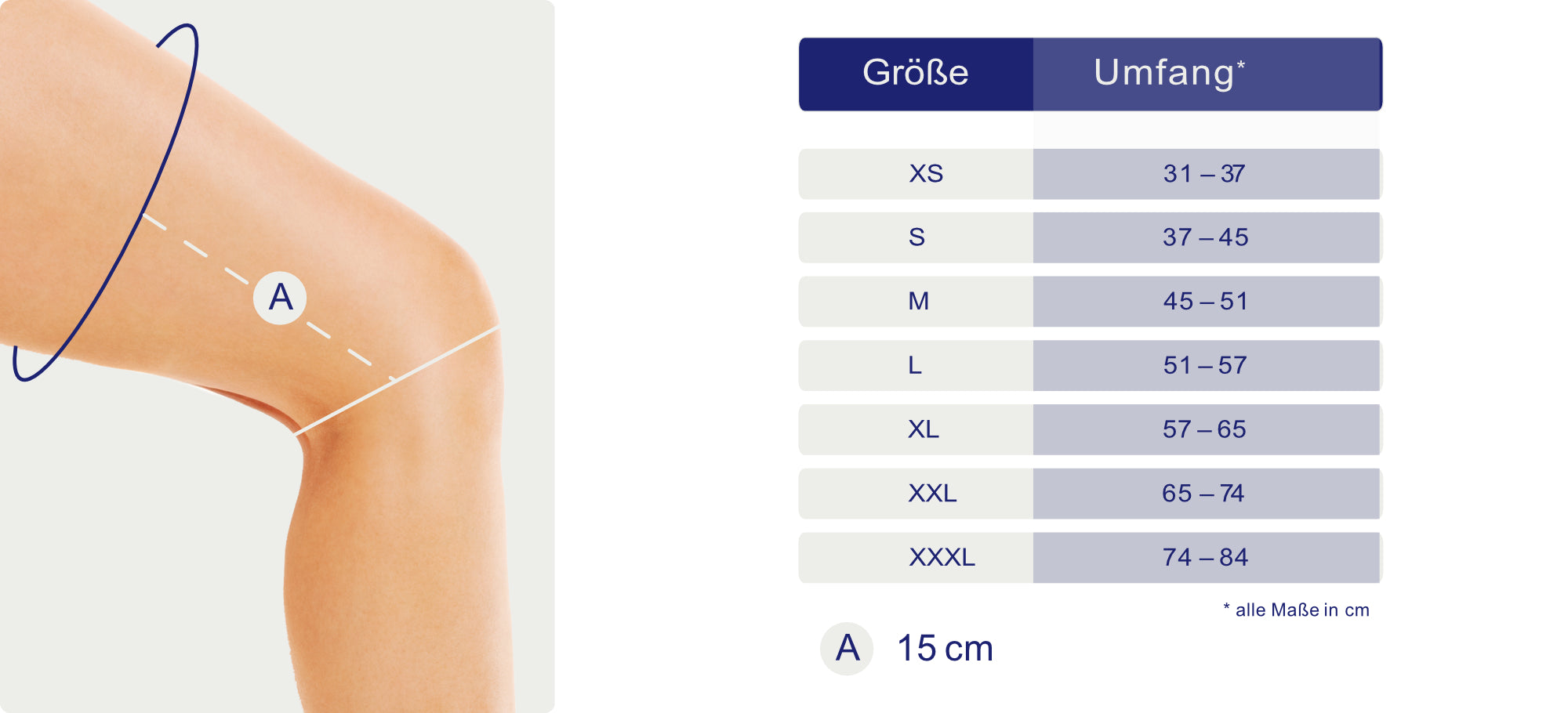 Maßblatt – Größentabelle